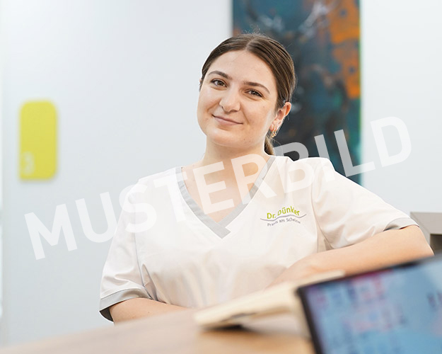 Illustration des Vorgangs eines Implantats am Zahn